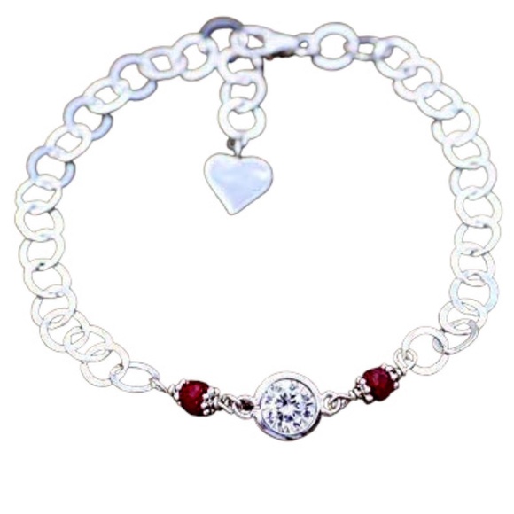 Handmade Natural Ruby Bracelet in Sterling Silver , July Birthstone 7.8" - Picture 5 of 5